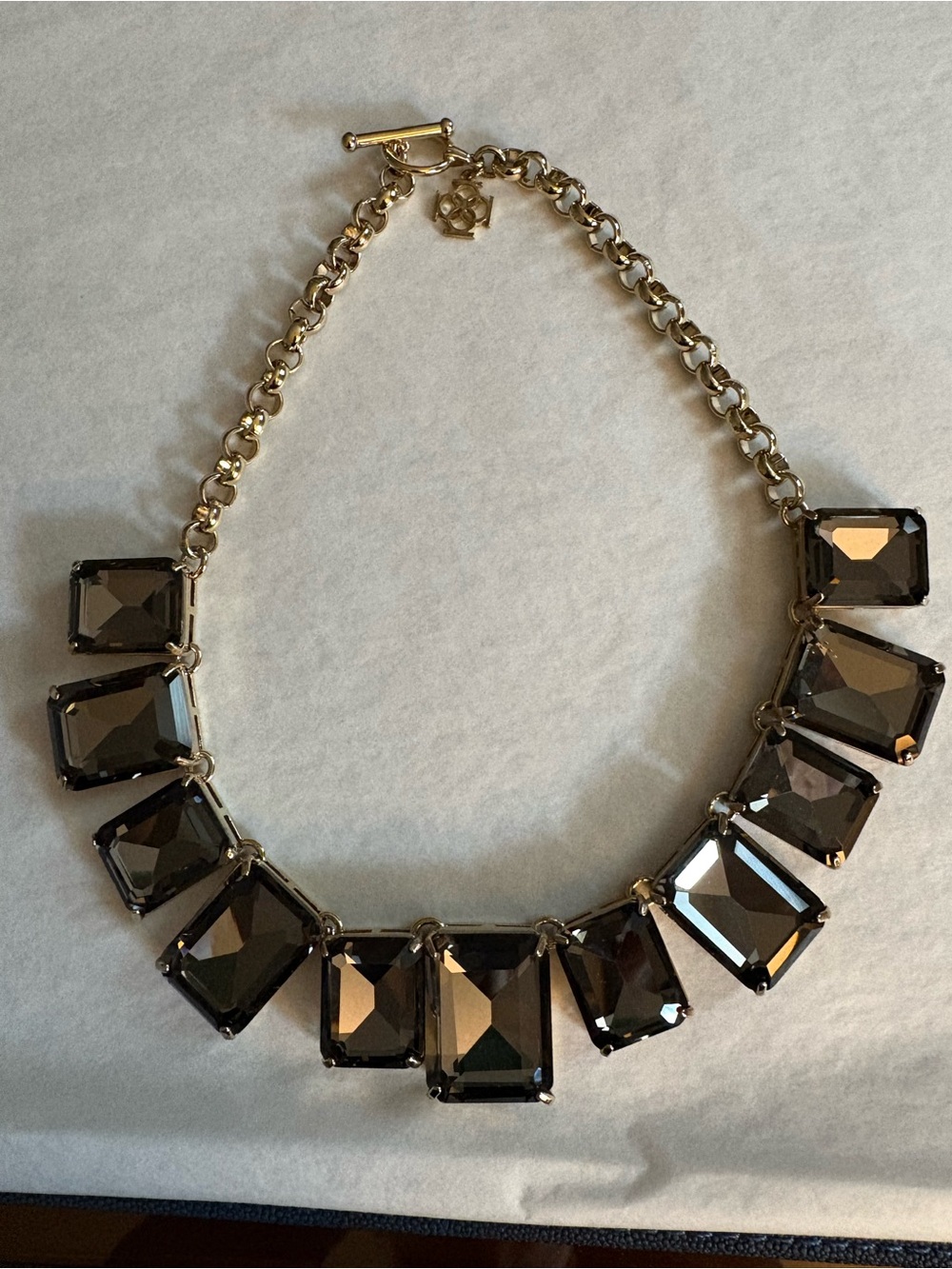 Ann Taylor Gold-Tone Necklace with Smoky Gemstones